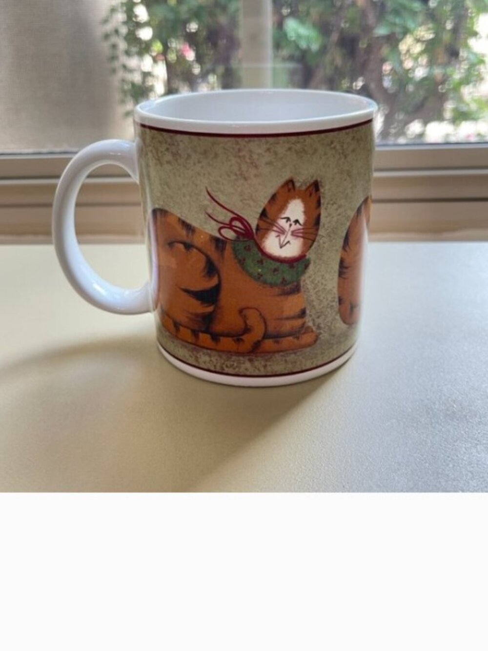 Christmas Cats Mug Cup Fiddlestix Sakura Orange Black Kitty Holiday Stoneware